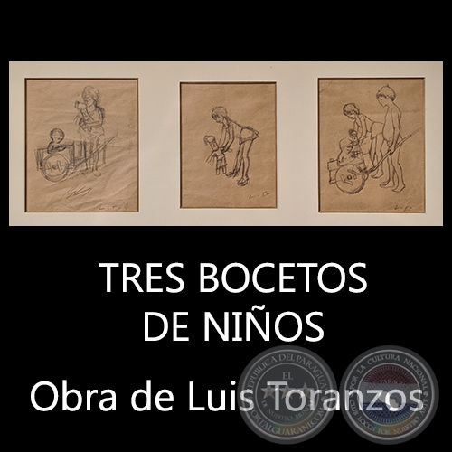 TRES BOCETOS DE NIÑOS - Obra de Luis Toranzos - c.1950